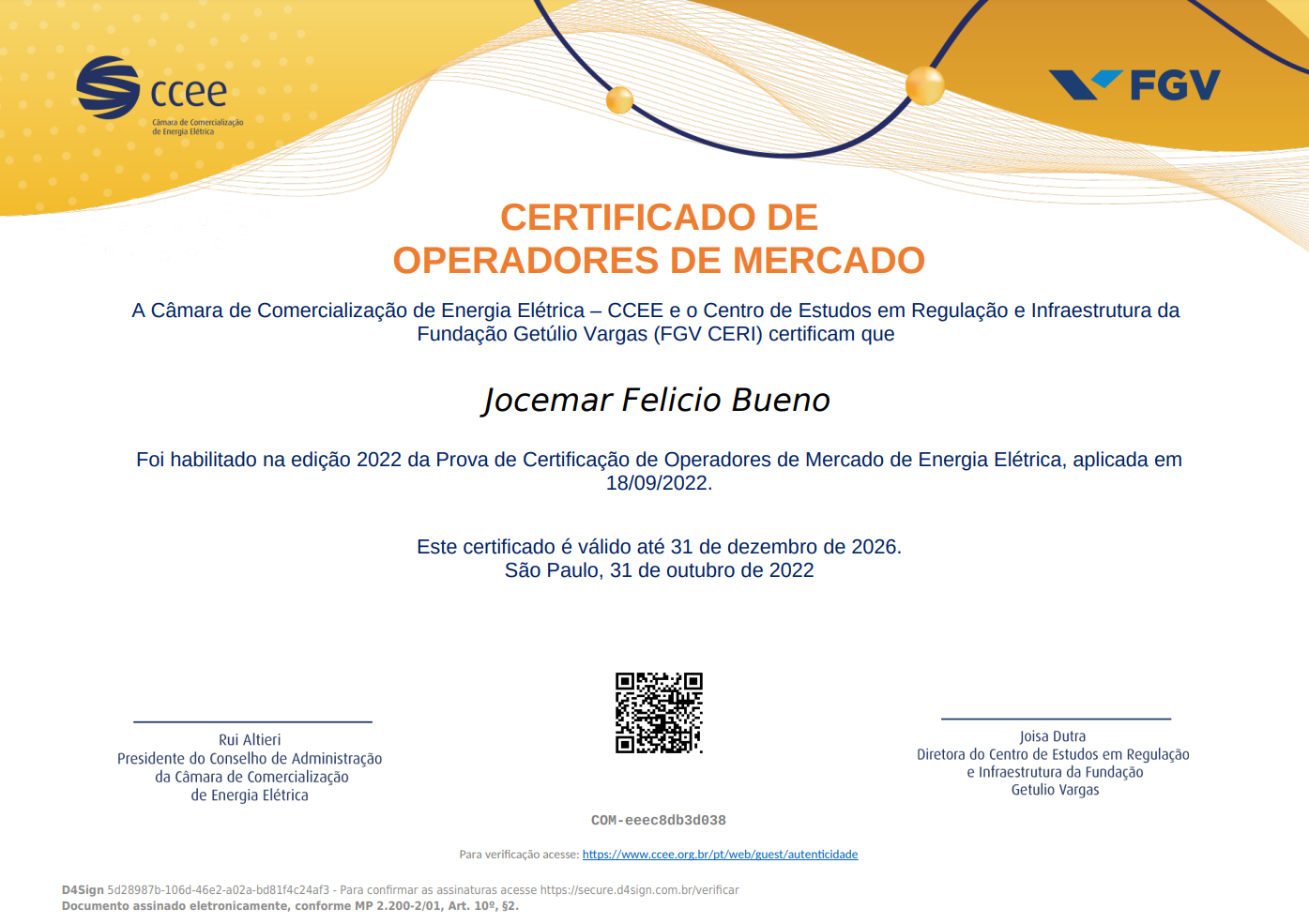 CERTIFICADO CCEE